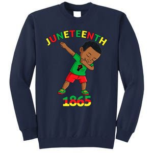 Dabbing Black King Juneteenth Melanin Brown Skin Boy Dab Tall Sweatshirt