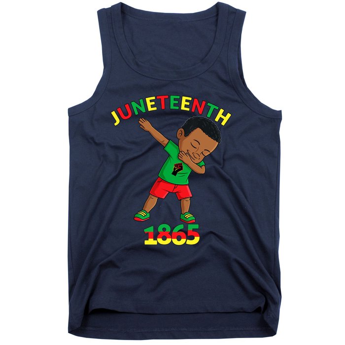 Dabbing Black King Juneteenth Melanin Brown Skin Boy Dab Tank Top