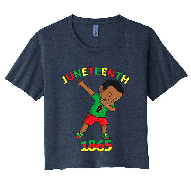Dabbing Black King Juneteenth Melanin Brown Skin Boy Dab Crop Top