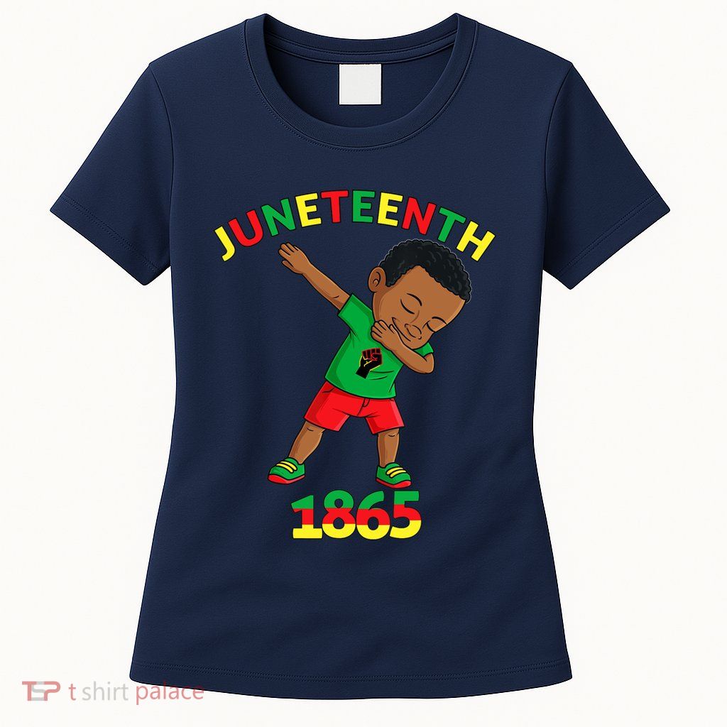 Dabbing Black King Juneteenth Melanin Brown Skin Boy Dab Womens T-Shirt