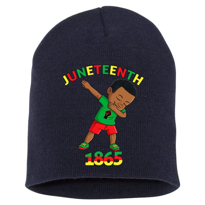 Dabbing Black King Juneteenth Melanin Brown Skin Boy Dab Short Acrylic Beanie