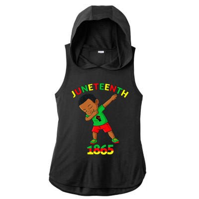 Dabbing Black King Juneteenth 1865 Brown Skin Dab Ladies PosiCharge Tri-Blend Wicking Draft Hoodie Tank