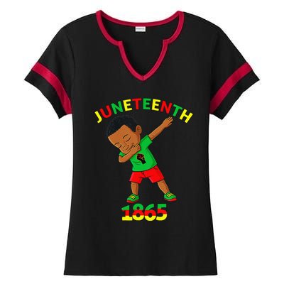 Dabbing Black King Juneteenth 1865 Brown Skin Dab Ladies Halftime Notch Neck Tee