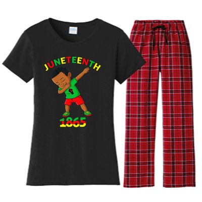 Dabbing Black King Juneteenth 1865 Brown Skin Dab Women's Flannel Pajama Set