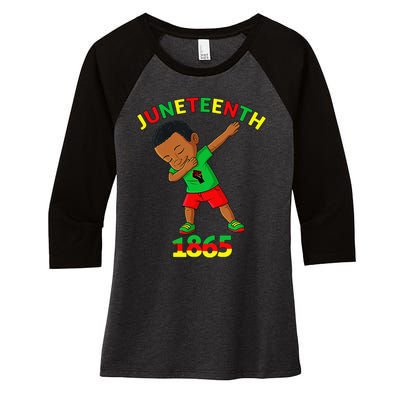 Dabbing Black King Juneteenth 1865 Brown Skin Dab Women's Tri-Blend 3/4-Sleeve Raglan Shirt