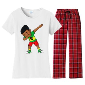 Dabbing Black King Juneteenth Brown Skin Women's Flannel Pajama Set