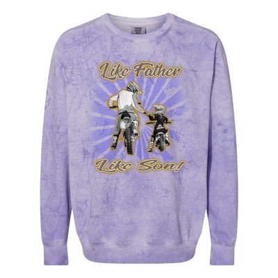 Dirt Bike Like Father And Son Hooded Funny Gift Colorblast Crewneck Sweatshirt