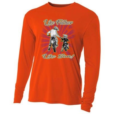 Dirt Bike Like Father And Son Hooded Funny Gift Cooling Performance Long Sleeve Crew