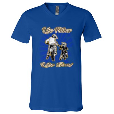 Dirt Bike Like Father And Son Hooded Funny Gift V-Neck T-Shirt