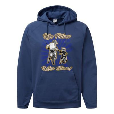 Dirt Bike Like Father And Son Hooded Funny Gift Performance Fleece Hoodie