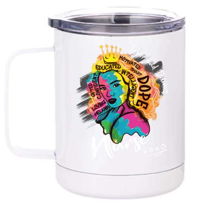 Dope Black Labor And Delivery Nurse Queen Gift 12 oz Stainless Steel Tumbler Cup