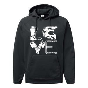 Dirt Bike LOVE Motocross MX Enduro Biker Gift Performance Fleece Hoodie