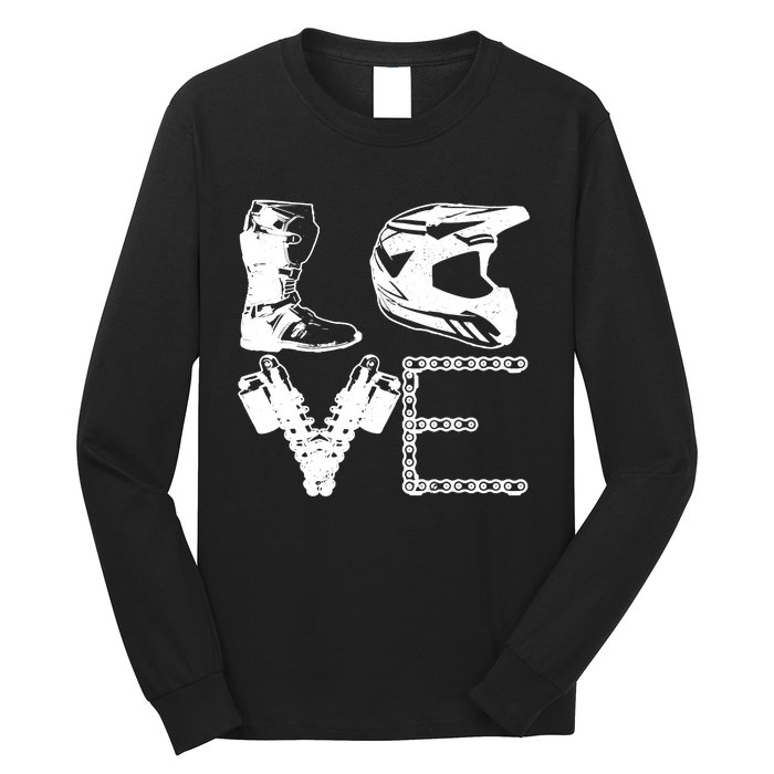 Dirt Bike LOVE Motocross MX Enduro Biker Gift Long Sleeve Shirt