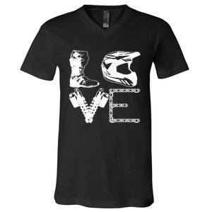 Dirt Bike LOVE Motocross MX Enduro Biker Gift V-Neck T-Shirt