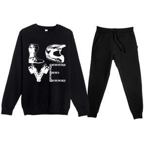 Dirt Bike LOVE Motocross MX Enduro Biker Gift Premium Crewneck Sweatsuit Set