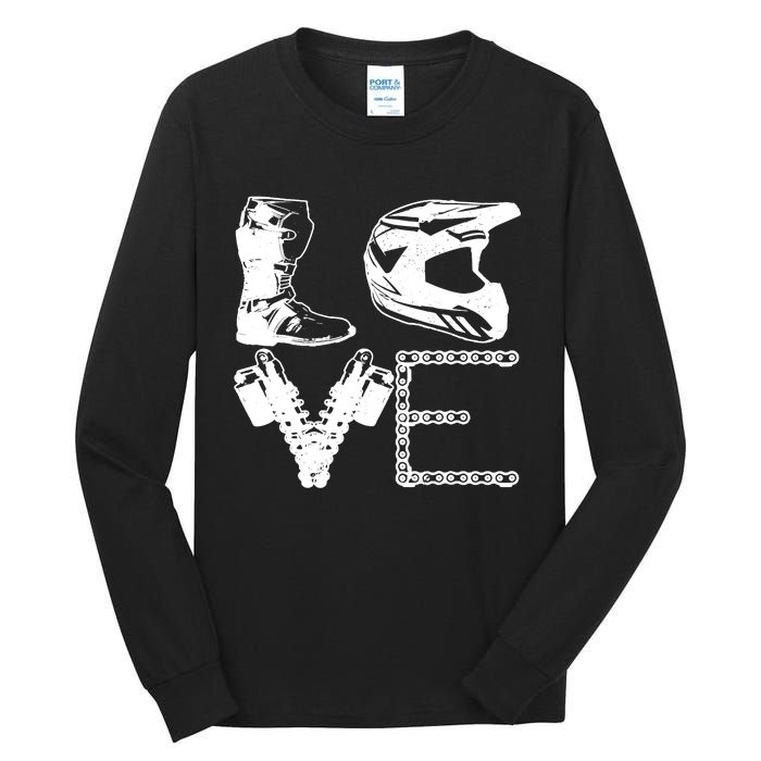 Dirt Bike LOVE Motocross MX Enduro Biker Gift Tall Long Sleeve T-Shirt