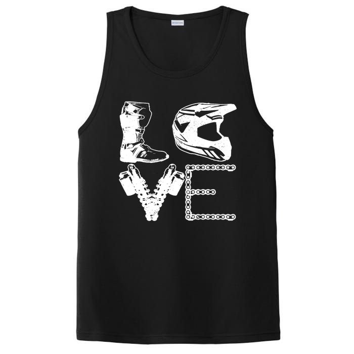 Dirt Bike LOVE Motocross MX Enduro Biker Gift PosiCharge Competitor Tank