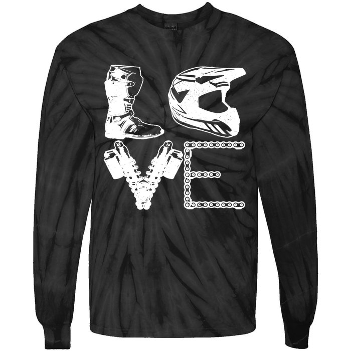 Dirt Bike LOVE Motocross MX Enduro Biker Gift Tie-Dye Long Sleeve Shirt