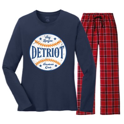 Detroit Big League Baseball Club Women's Long Sleeve Flannel Pajama Set 