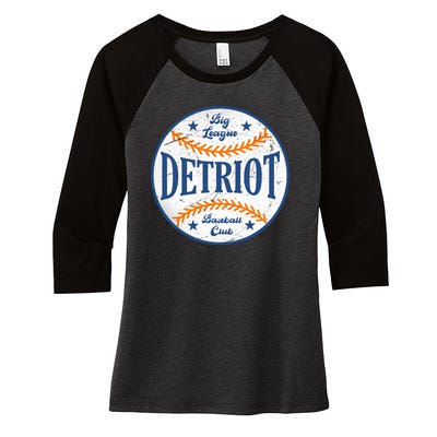 Detroit Big League Baseball Club Women's Tri-Blend 3/4-Sleeve Raglan Shirt