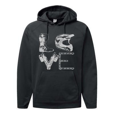 Dirt Bike Love Motocross Mx Enduro Biker Gift Performance Fleece Hoodie