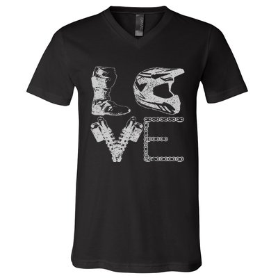 Dirt Bike Love Motocross Mx Enduro Biker Gift V-Neck T-Shirt