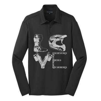 Dirt Bike Love Motocross Mx Enduro Biker Gift Silk Touch Performance Long Sleeve Polo