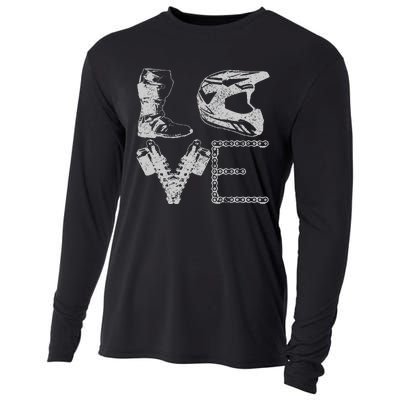 Dirt Bike Love Motocross Mx Enduro Biker Gift Cooling Performance Long Sleeve Crew