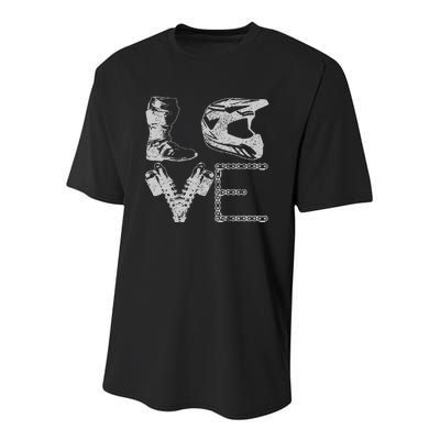 Dirt Bike Love Motocross Mx Enduro Biker Gift Youth Performance Sprint T-Shirt