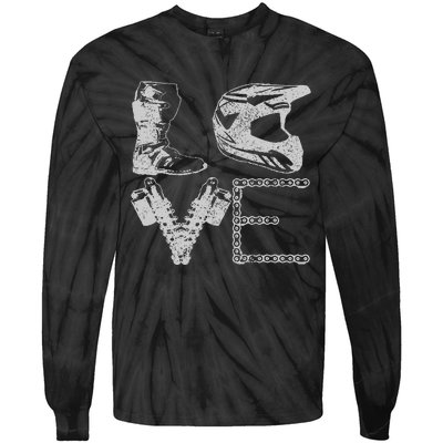 Dirt Bike Love Motocross Mx Enduro Biker Gift Tie-Dye Long Sleeve Shirt