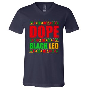 Dope Black Leo Black History Month Melanin African V-Neck T-Shirt