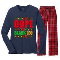 Dope Black Leo Black History Month Melanin African Women's Long Sleeve Flannel Pajama Set 