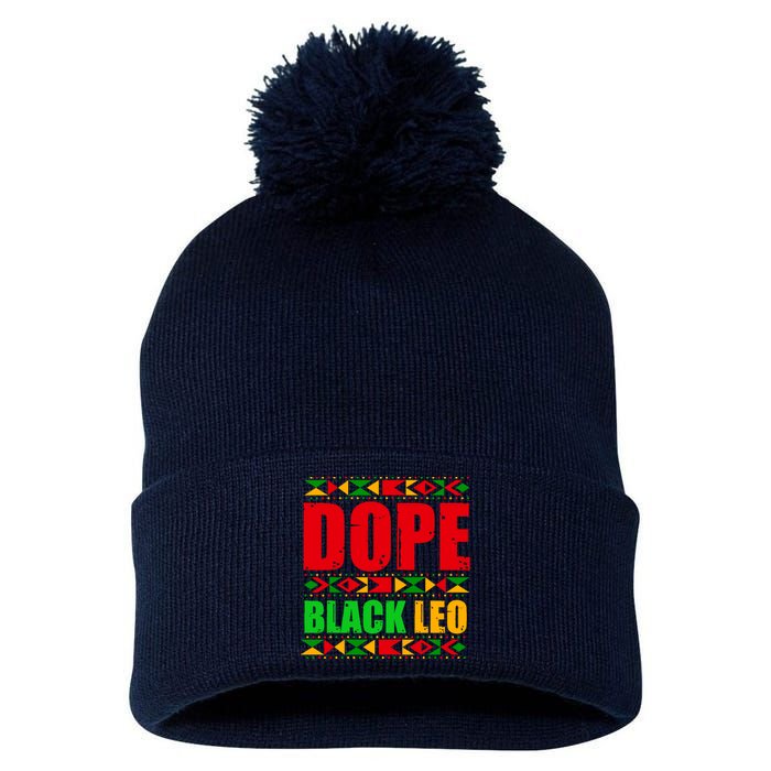 Dope Black Leo Black History Month Melanin African Pom Pom 12in Knit Beanie