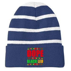 Dope Black Leo Black History Month Melanin African Striped Beanie with Solid Band