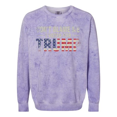 DonT Blame Me I Voted For Trump Vintage Usa Flag Patriots Colorblast Crewneck Sweatshirt