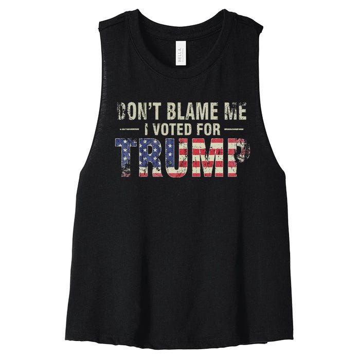 DonT Blame Me I Voted For Trump Vintage Usa Flag Patriots Women's Racerback Cropped Tank