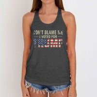 DonT Blame Me I Voted For Trump Vintage Usa Flag Patriots Women's Knotted Racerback Tank