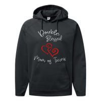 Double Blessed Mom Of Twins Perfect Mother's Day Performance Fleece Hoodie