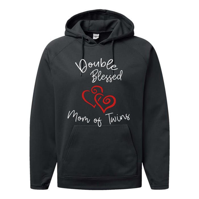 Double Blessed Mom Of Twins Perfect Mother's Day Performance Fleece Hoodie