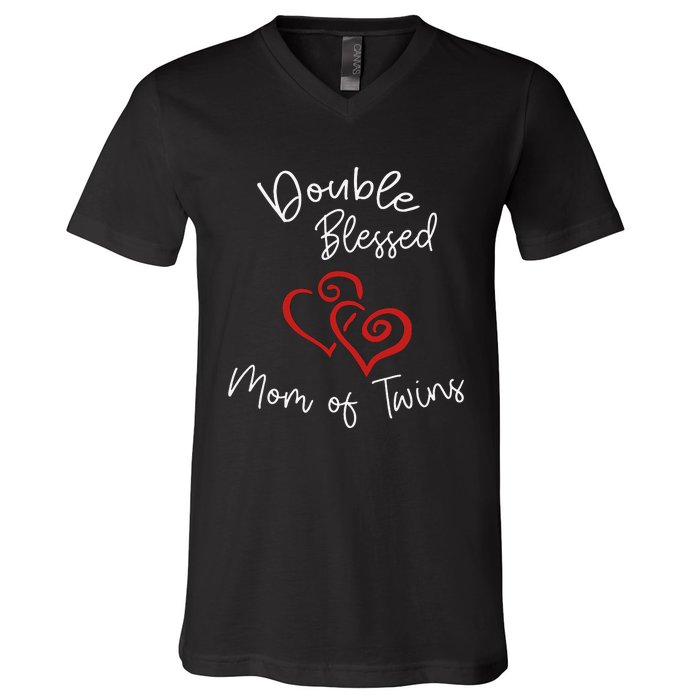 Double Blessed Mom Of Twins Perfect Mother's Day V-Neck T-Shirt