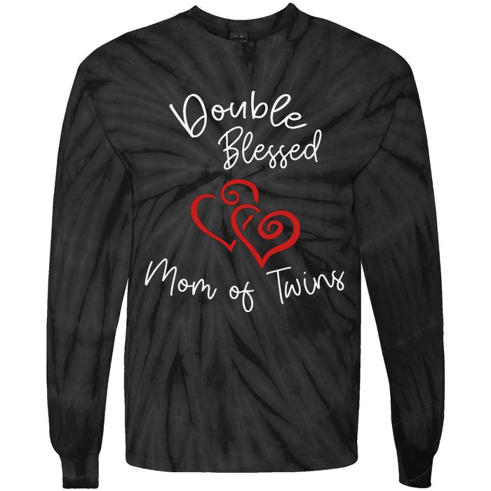 Double Blessed Mom Of Twins Perfect Mother's Day Tie-Dye Long Sleeve Shirt