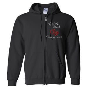 Double Blessed Mom Of Twins Perfect Mother's Day Full Zip Hoodie