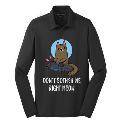 Don't Bother Me Right Meow  Funny Video Gamer & Cat Lover Silk Touch Performance Long Sleeve Polo