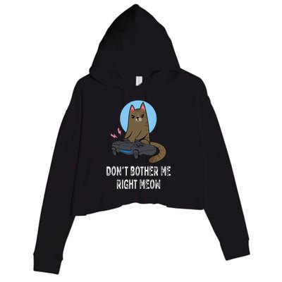 Don't Bother Me Right Meow  Funny Video Gamer & Cat Lover Crop Fleece Hoodie