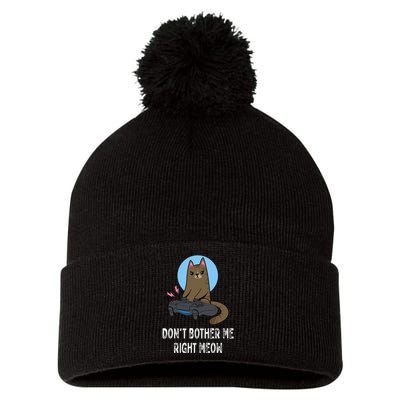 Don't Bother Me Right Meow  Funny Video Gamer & Cat Lover Pom Pom 12in Knit Beanie