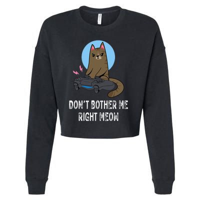 Don't Bother Me Right Meow  Funny Video Gamer & Cat Lover Cropped Pullover Crew