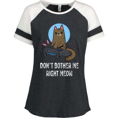 Don't Bother Me Right Meow  Funny Video Gamer & Cat Lover Enza Ladies Jersey Colorblock Tee