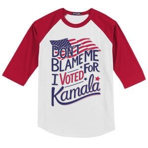 Dont Blame Me I Voted For Kamala Kids Colorblock Raglan Jersey