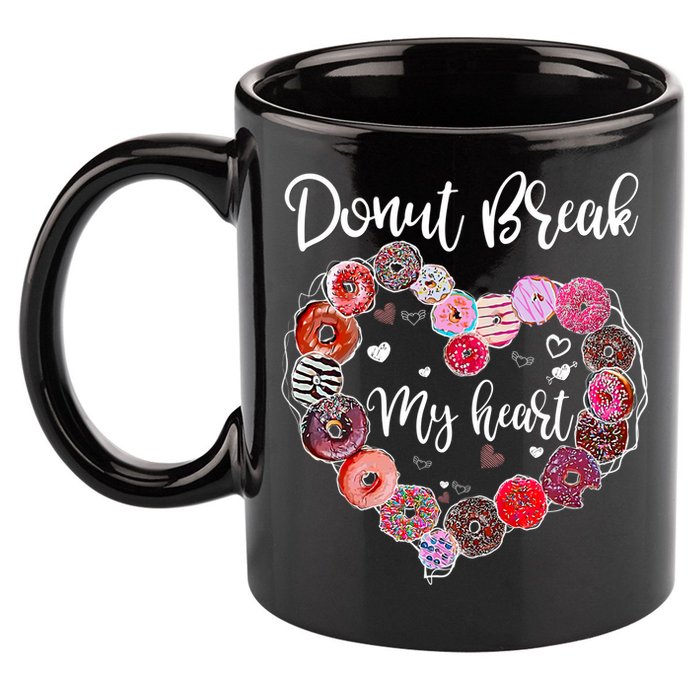 Donut Break My Heart Valentine's Day And For Donuts Great Gift 11oz C Handle Ceramic Mug