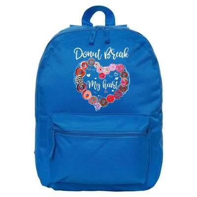 Donut Break My Heart Valentine's Day And For Donuts Great Gift 16 in Basic Backpack